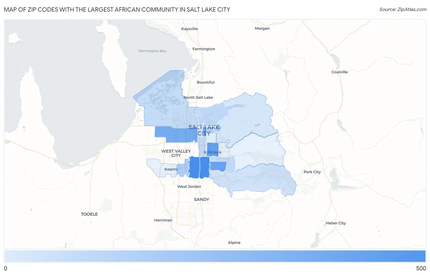 Zip Codes with the Largest African Community in Salt Lake City Map