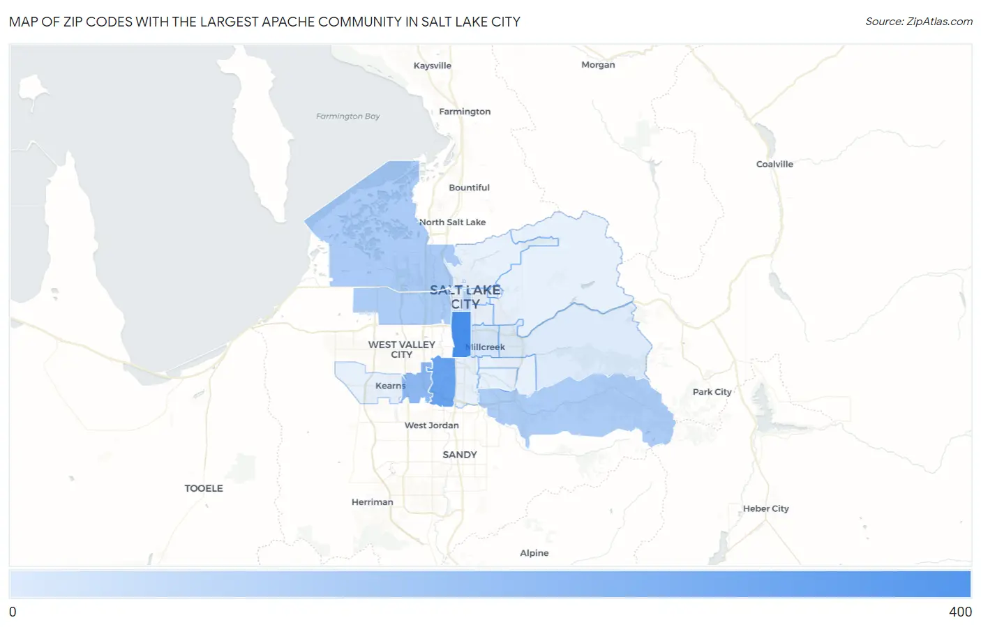 Zip Codes with the Largest Apache Community in Salt Lake City Map