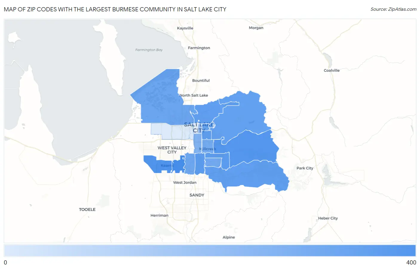 Zip Codes with the Largest Burmese Community in Salt Lake City Map