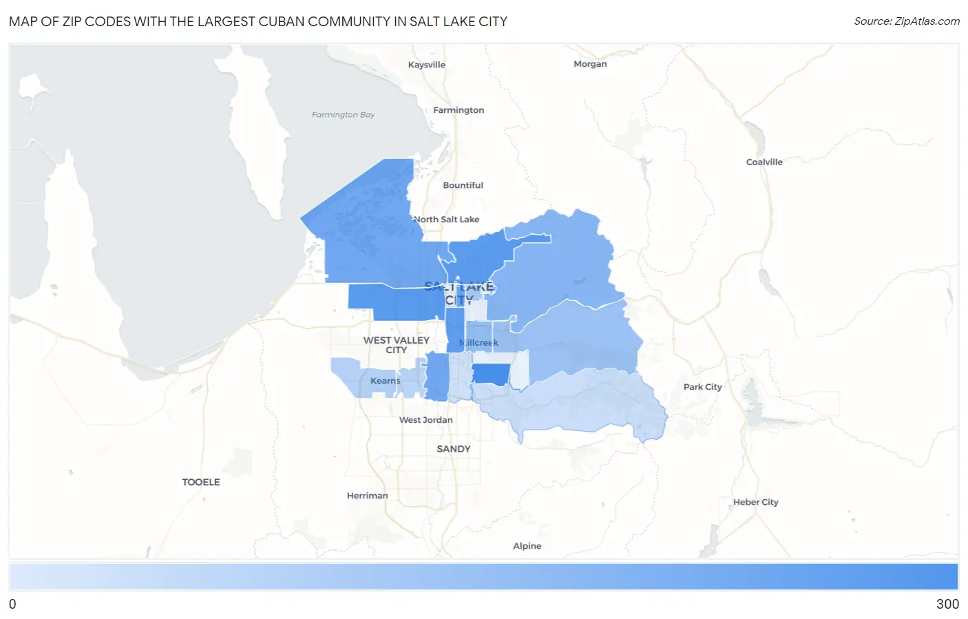 Zip Codes with the Largest Cuban Community in Salt Lake City Map