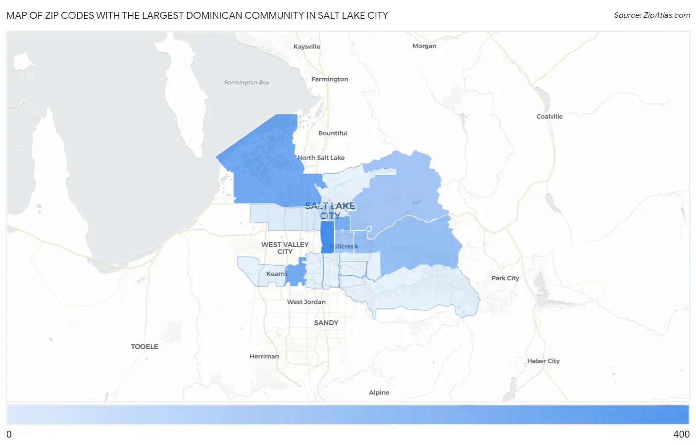 Zip Codes with the Largest Dominican Community in Salt Lake City Map