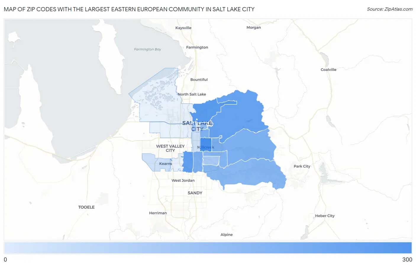 Zip Codes with the Largest Eastern European Community in Salt Lake City Map