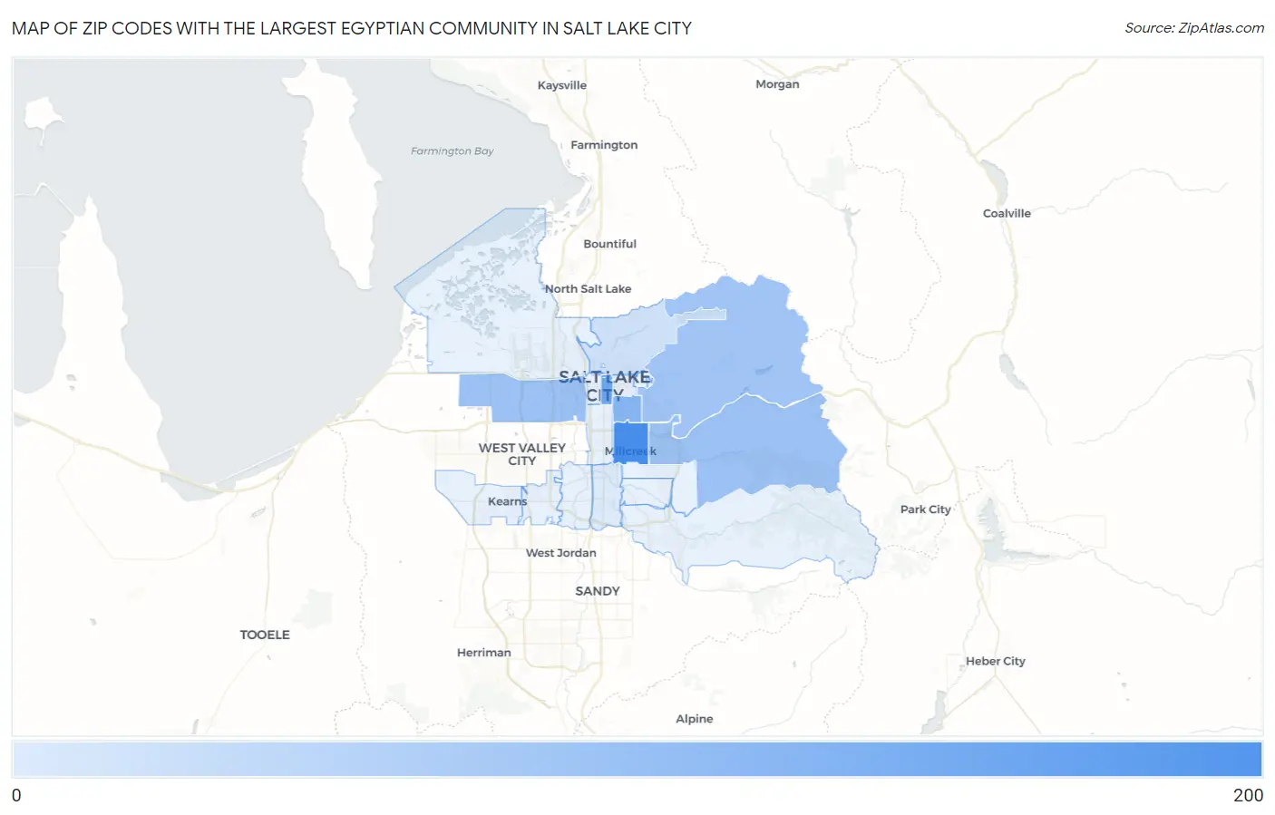Zip Codes with the Largest Egyptian Community in Salt Lake City Map