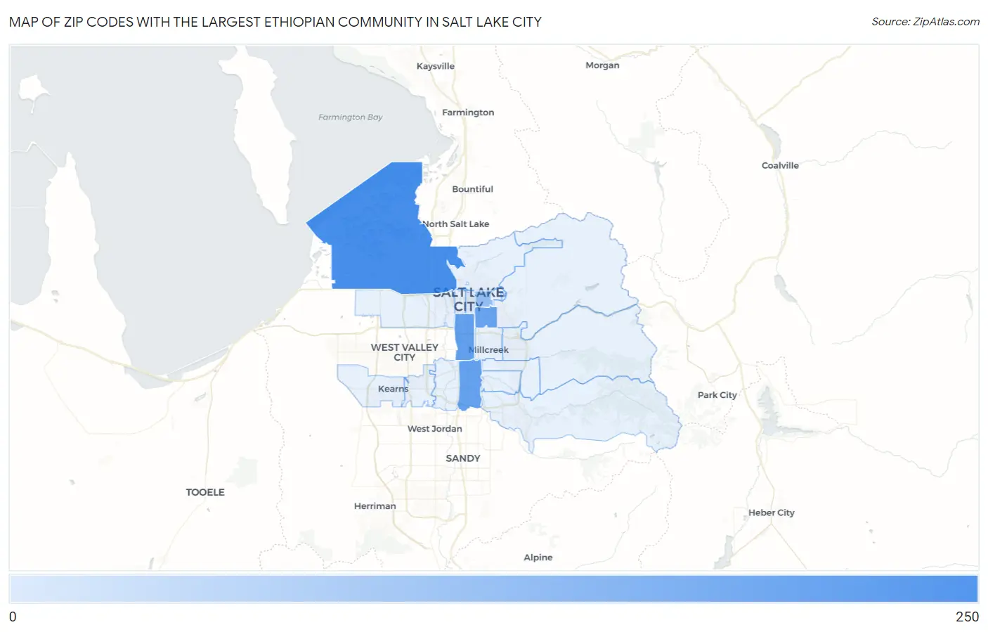 Zip Codes with the Largest Ethiopian Community in Salt Lake City Map
