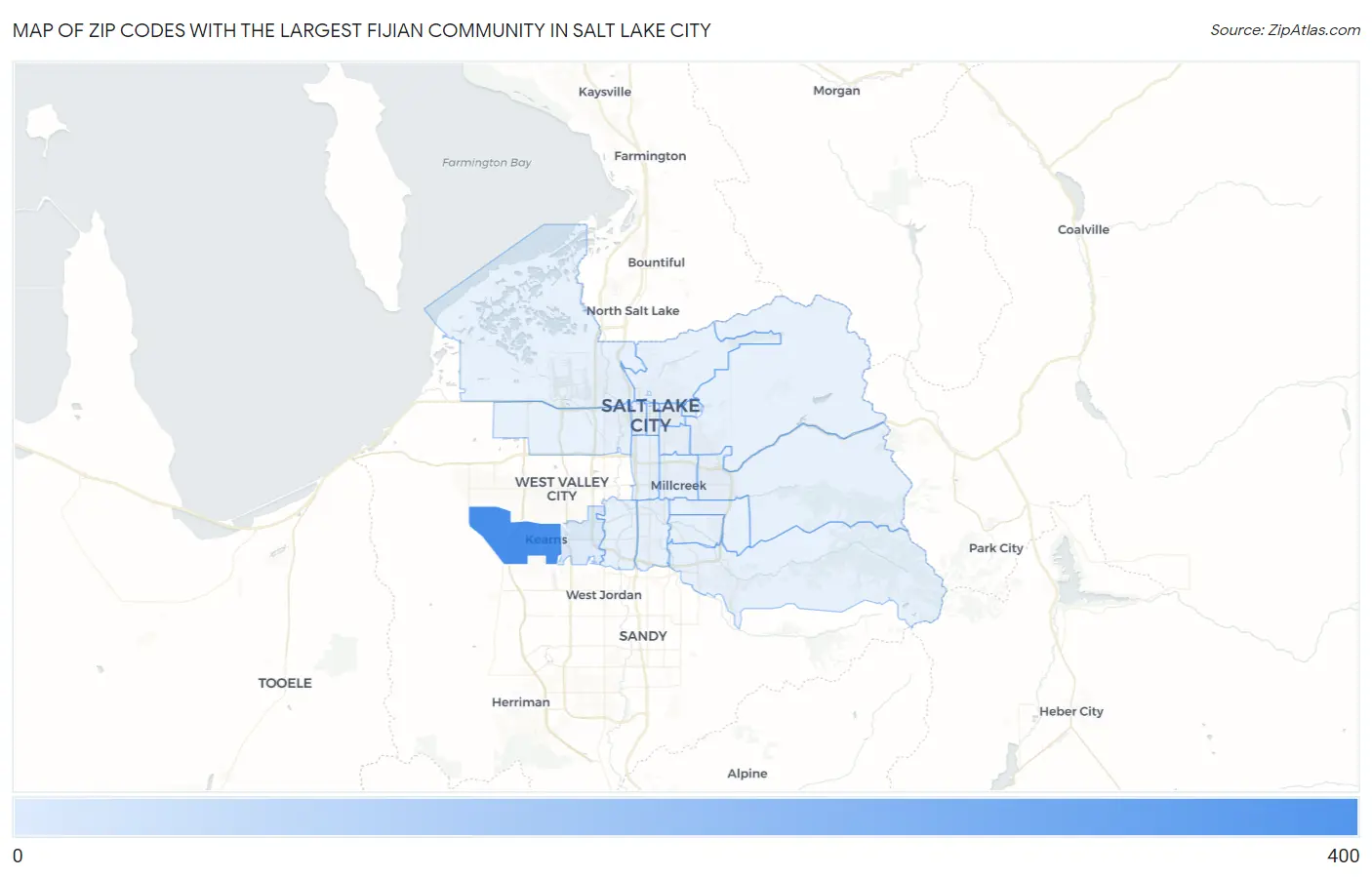 Zip Codes with the Largest Fijian Community in Salt Lake City Map