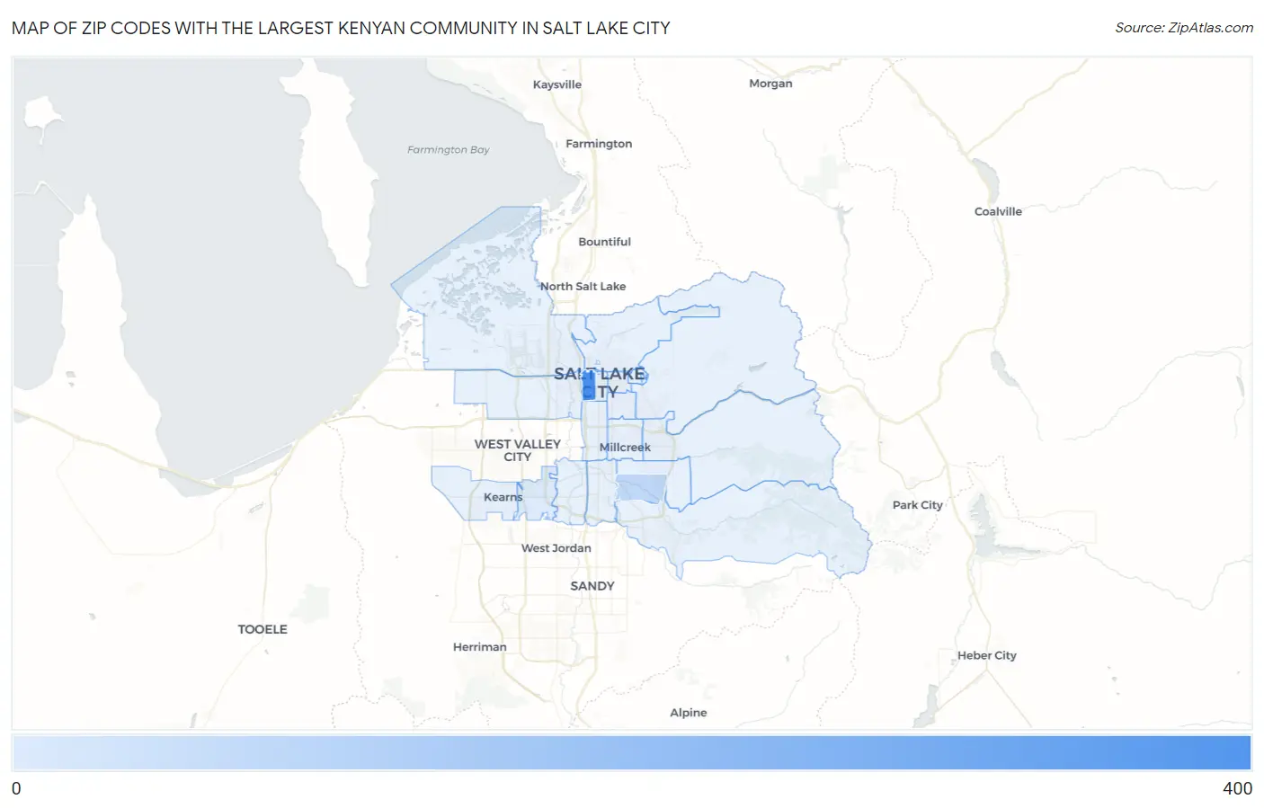 Zip Codes with the Largest Kenyan Community in Salt Lake City Map
