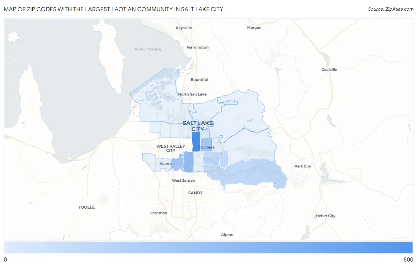 Zip Codes with the Largest Laotian Community in Salt Lake City Map