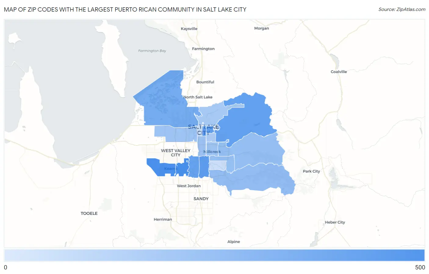 Zip Codes with the Largest Puerto Rican Community in Salt Lake City Map
