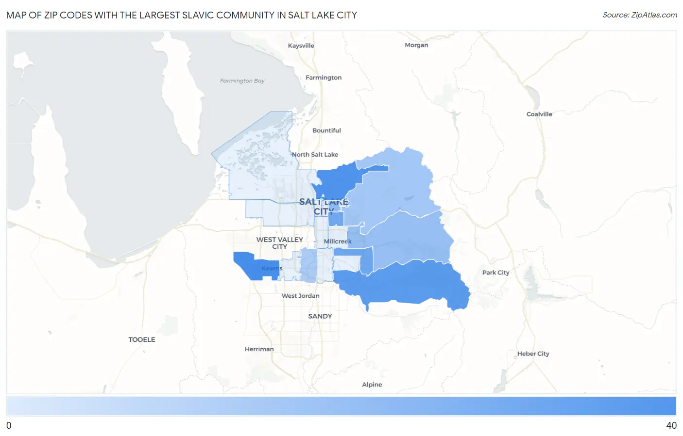 Zip Codes with the Largest Slavic Community in Salt Lake City Map