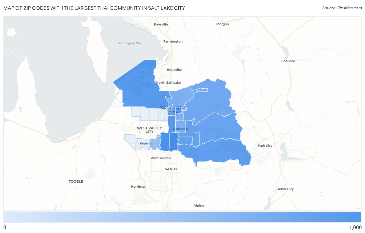 Zip Codes with the Largest Thai Community in Salt Lake City Map