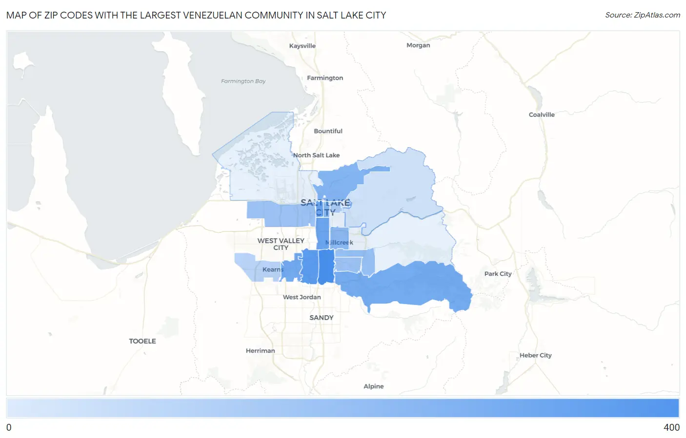 Zip Codes with the Largest Venezuelan Community in Salt Lake City Map