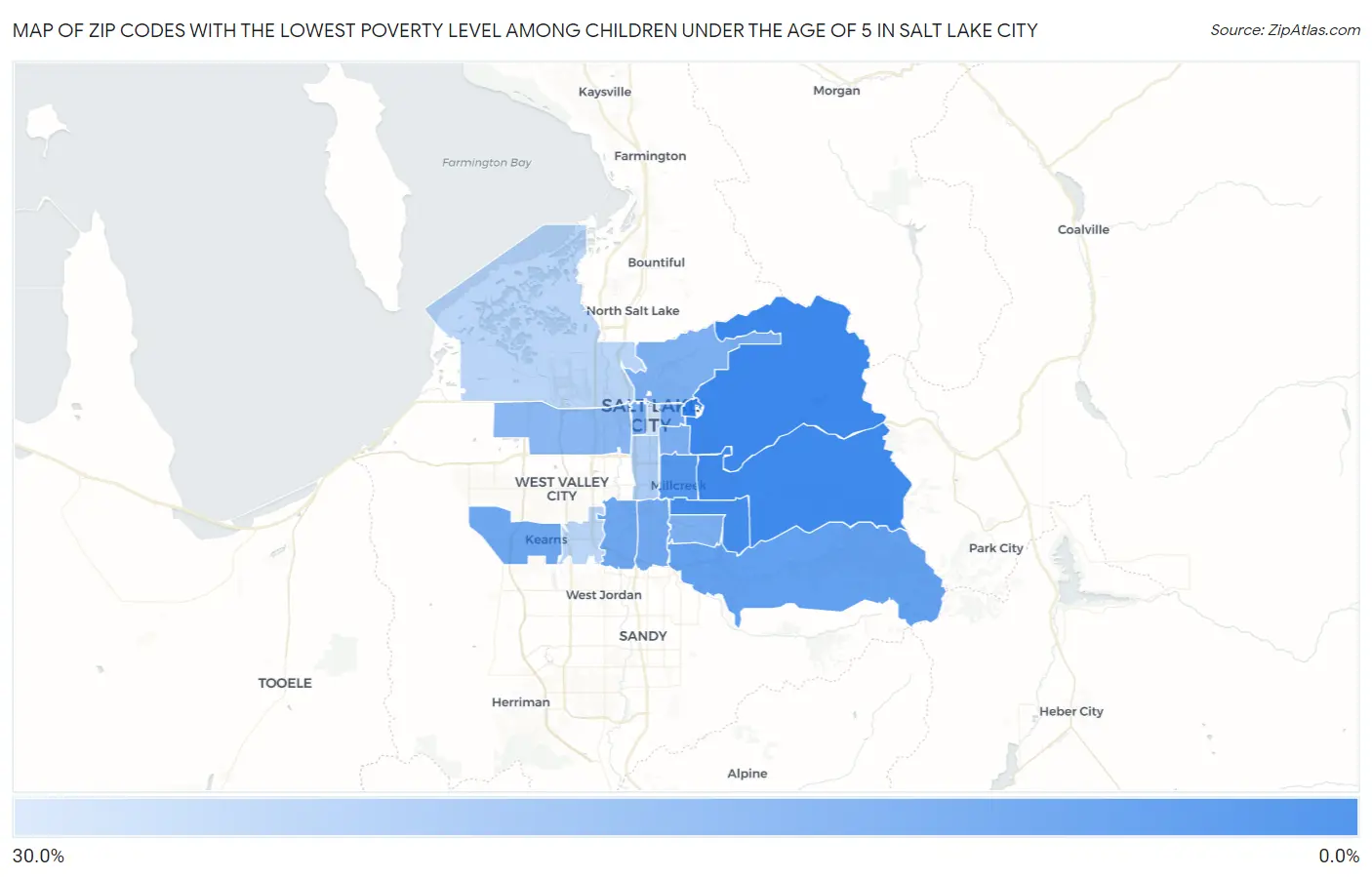 Zip Codes with the Lowest Poverty Level Among Children Under the Age of 5 in Salt Lake City Map