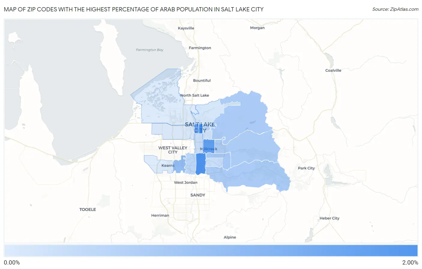Zip Codes with the Highest Percentage of Arab Population in Salt Lake City Map