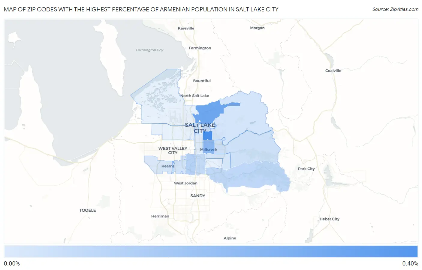 Zip Codes with the Highest Percentage of Armenian Population in Salt Lake City Map