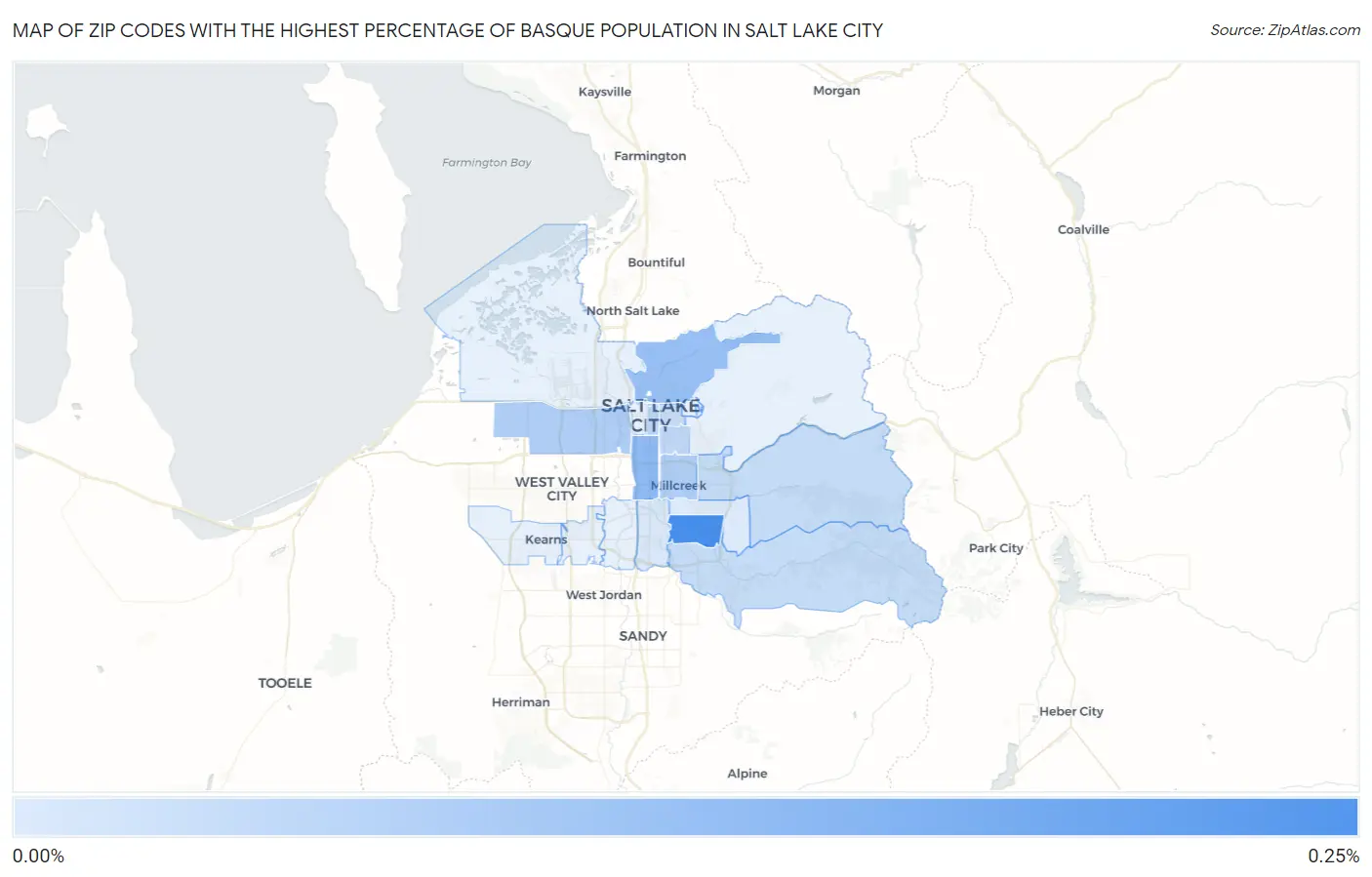 Zip Codes with the Highest Percentage of Basque Population in Salt Lake City Map