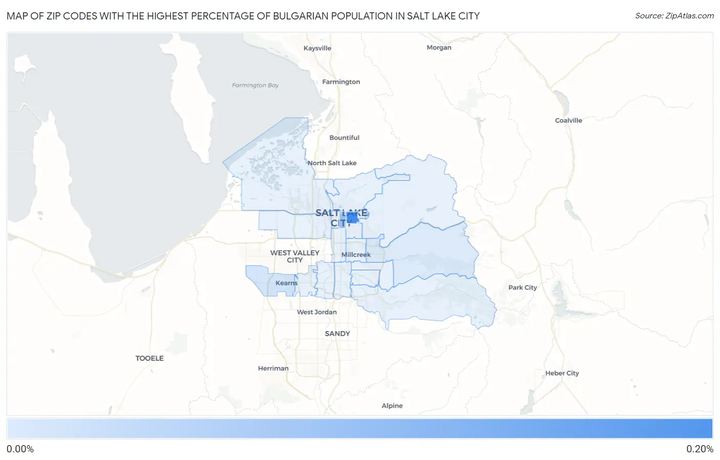 Zip Codes with the Highest Percentage of Bulgarian Population in Salt Lake City Map