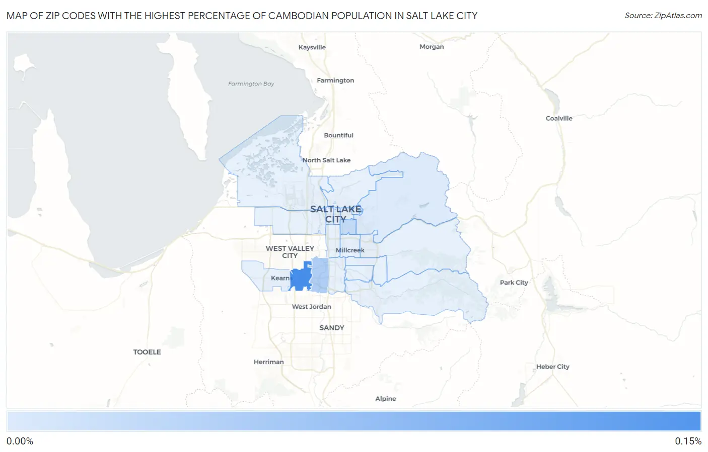 Zip Codes with the Highest Percentage of Cambodian Population in Salt Lake City Map
