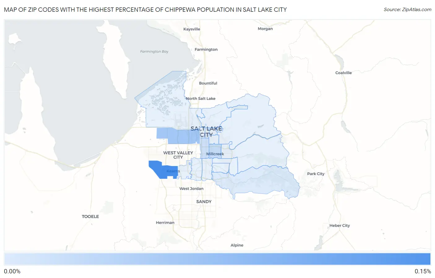 Zip Codes with the Highest Percentage of Chippewa Population in Salt Lake City Map