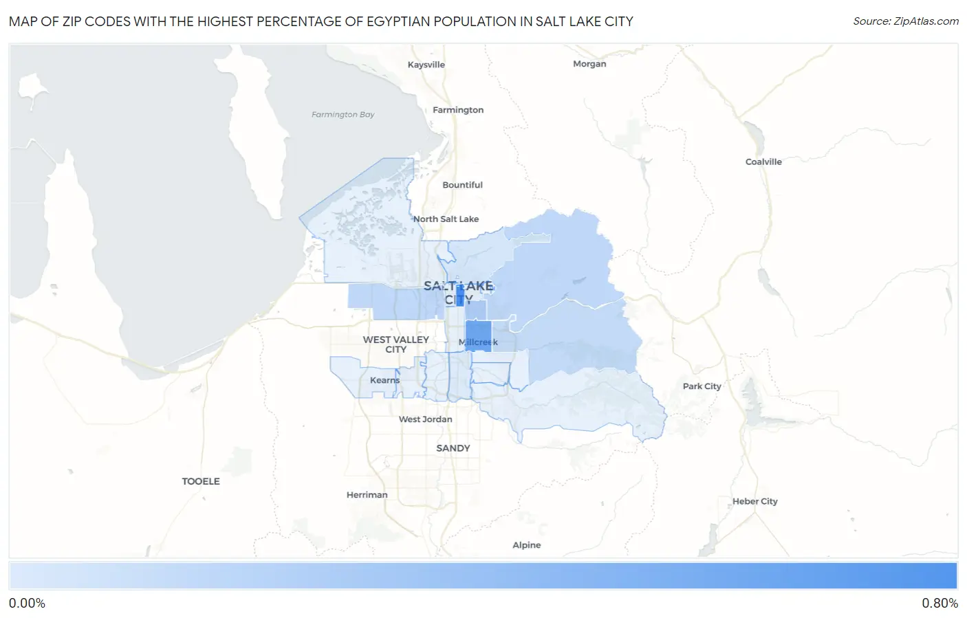 Zip Codes with the Highest Percentage of Egyptian Population in Salt Lake City Map
