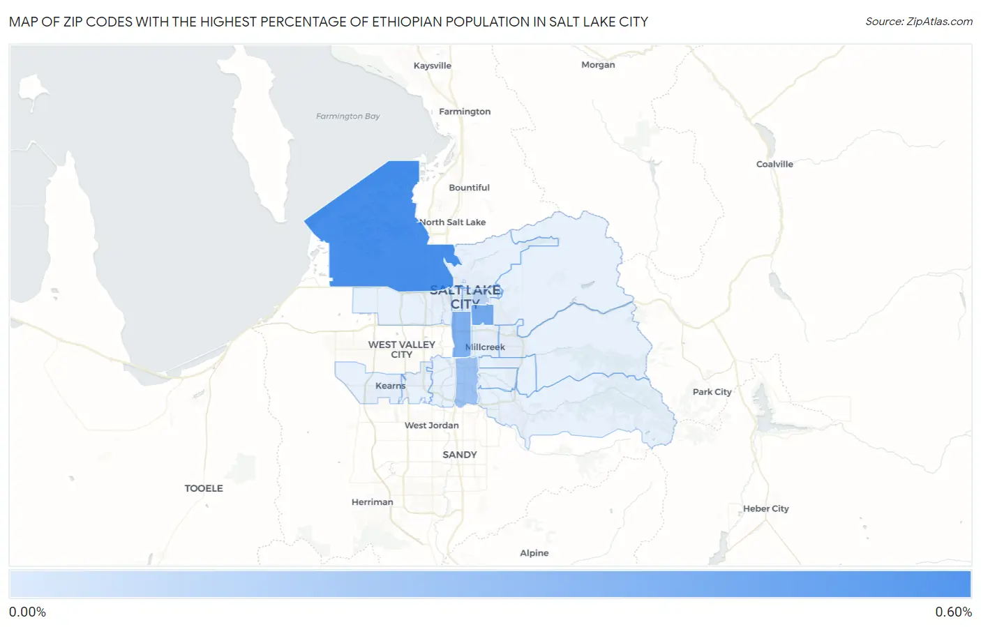 Zip Codes with the Highest Percentage of Ethiopian Population in Salt Lake City Map