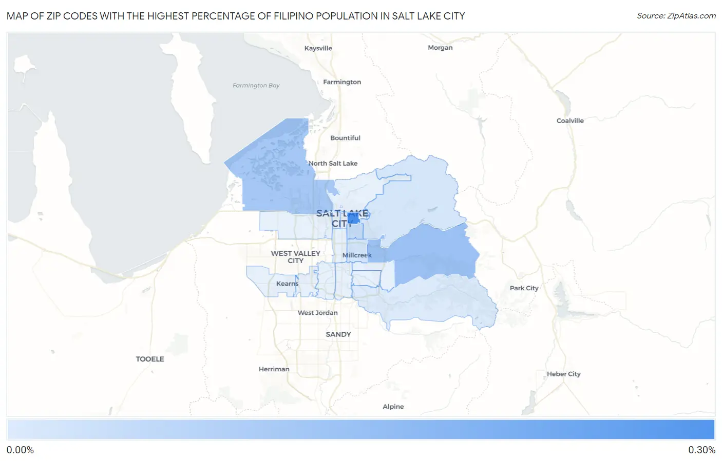 Zip Codes with the Highest Percentage of Filipino Population in Salt Lake City Map