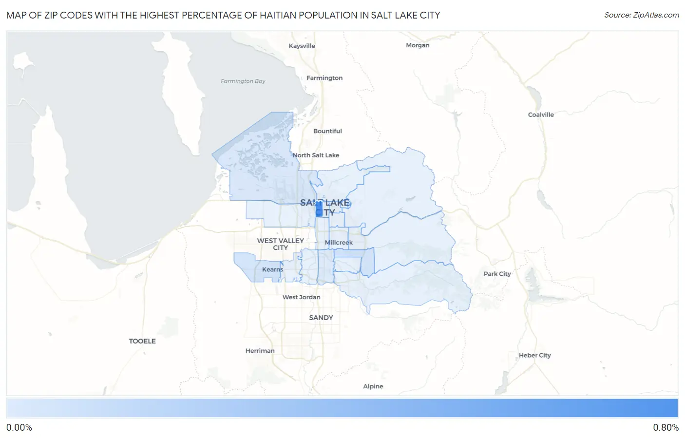 Zip Codes with the Highest Percentage of Haitian Population in Salt Lake City Map