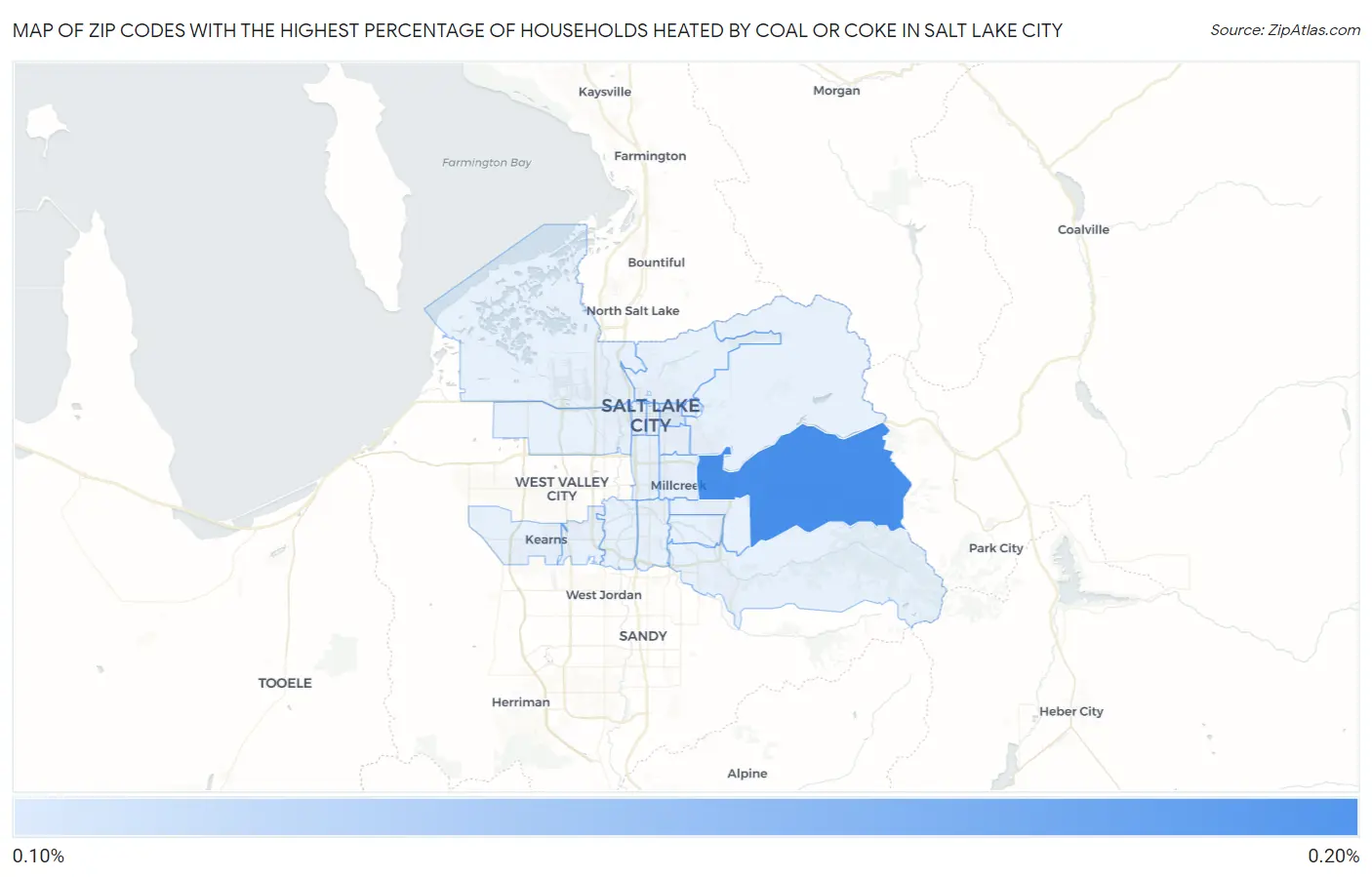 Zip Codes with the Highest Percentage of Households Heated by Coal or Coke in Salt Lake City Map
