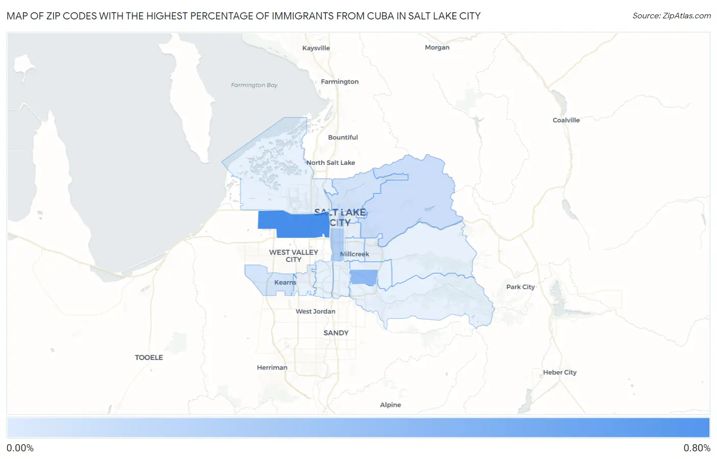 Zip Codes with the Highest Percentage of Immigrants from Cuba in Salt Lake City Map