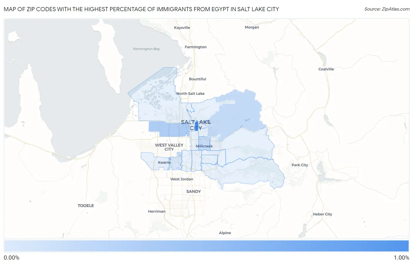 Zip Codes with the Highest Percentage of Immigrants from Egypt in Salt Lake City Map