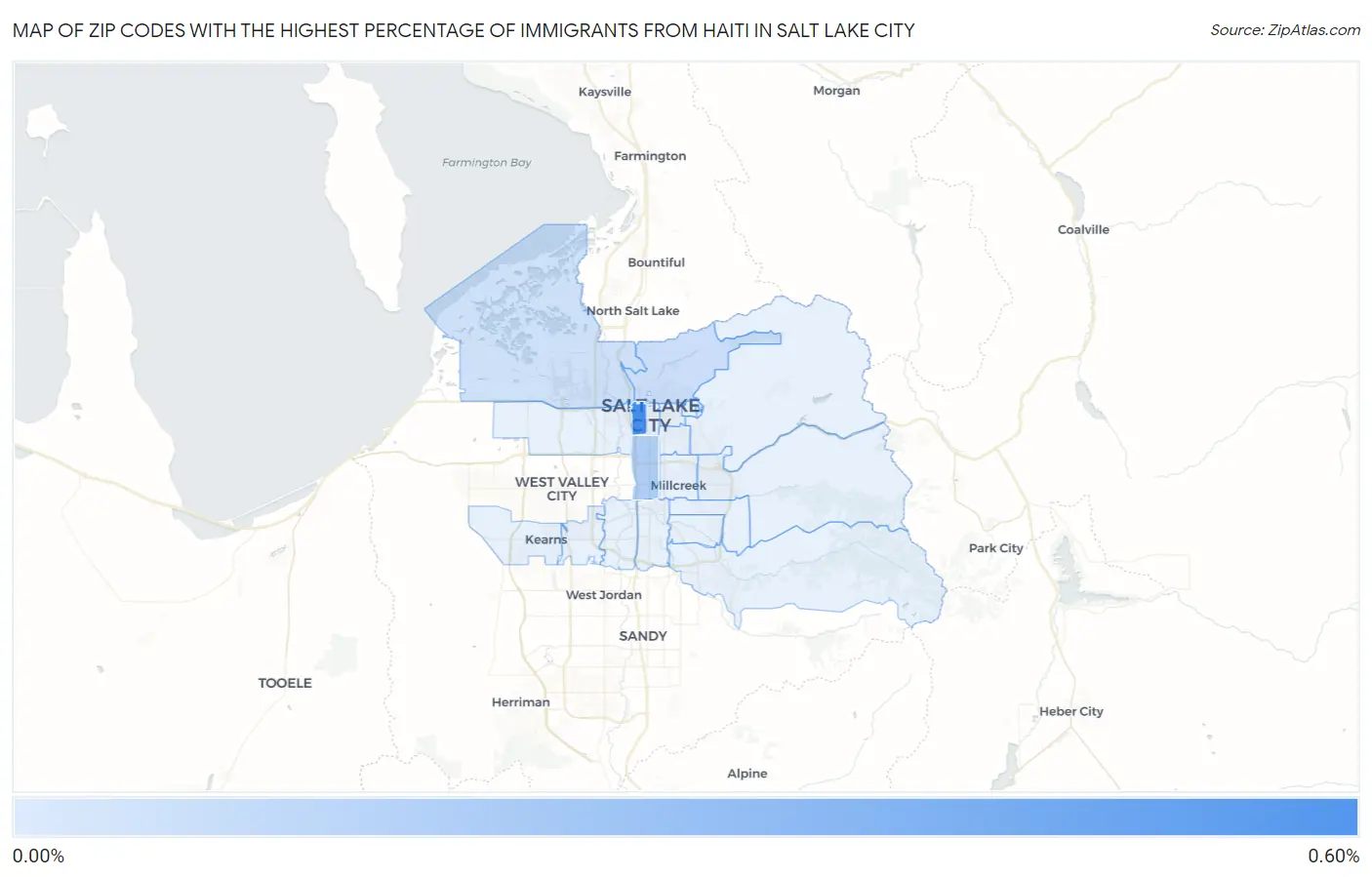 Zip Codes with the Highest Percentage of Immigrants from Haiti in Salt Lake City Map