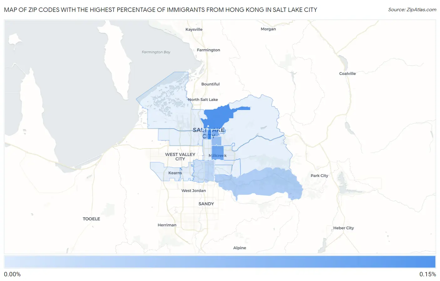 Zip Codes with the Highest Percentage of Immigrants from Hong Kong in Salt Lake City Map