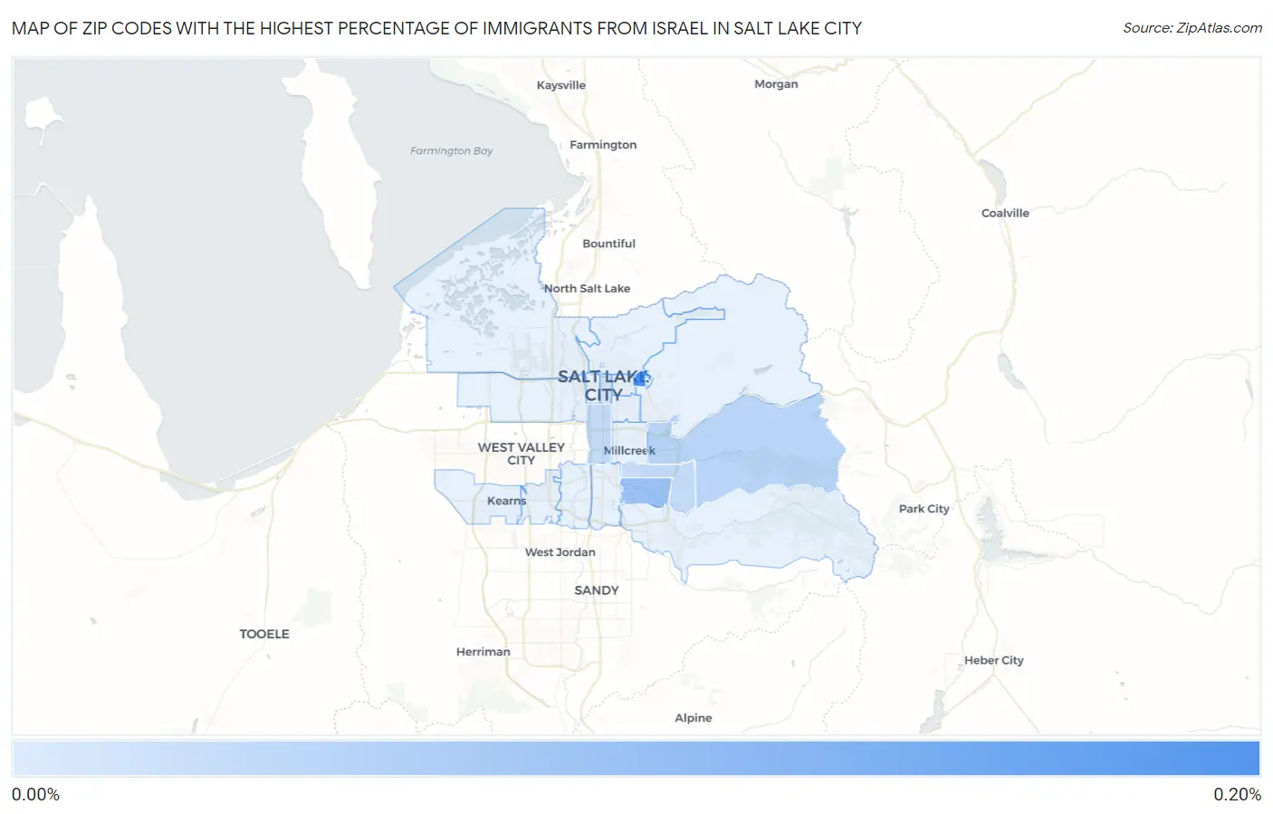 Zip Codes with the Highest Percentage of Immigrants from Israel in Salt Lake City Map