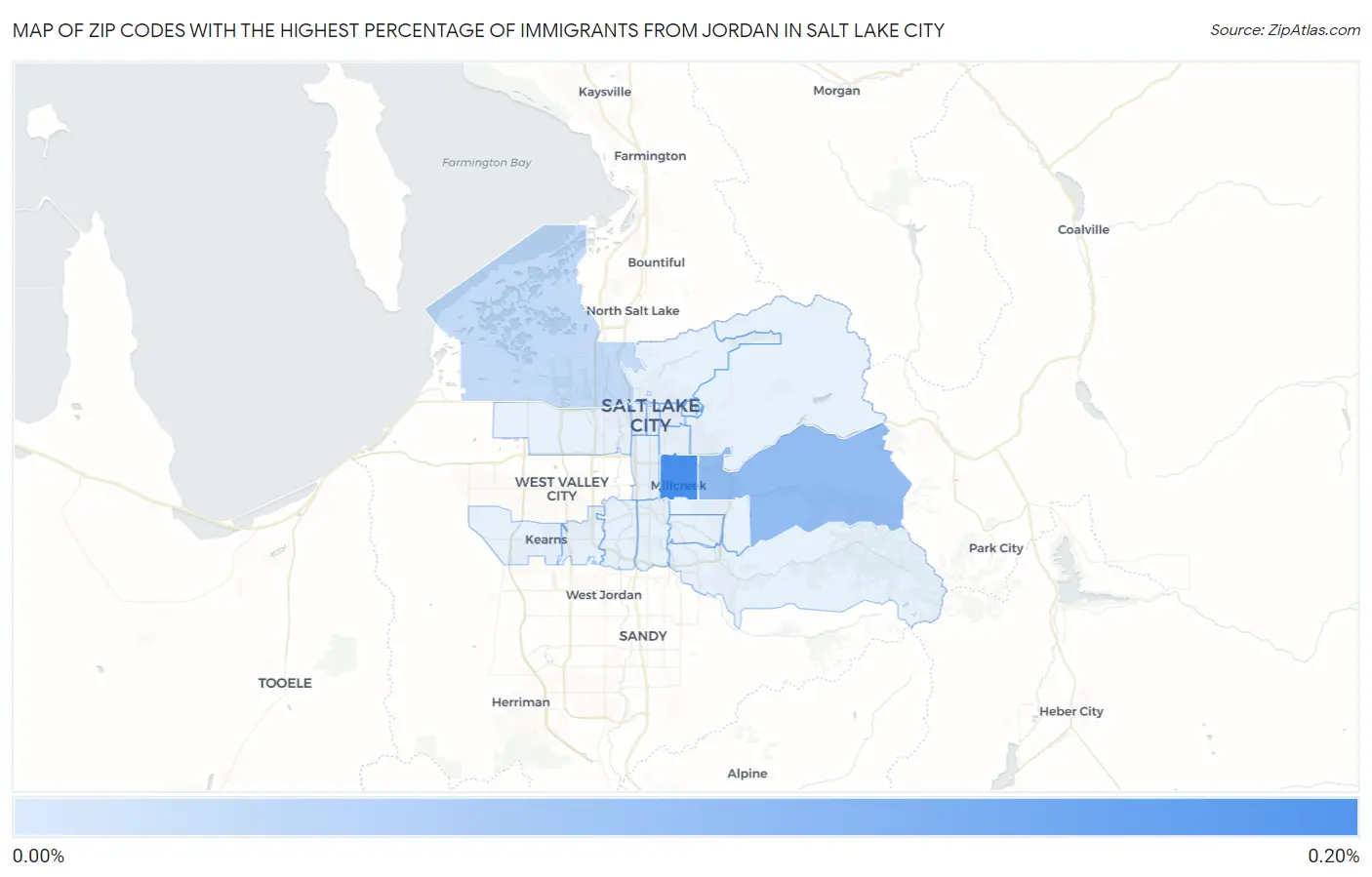 Zip Codes with the Highest Percentage of Immigrants from Jordan in Salt Lake City Map