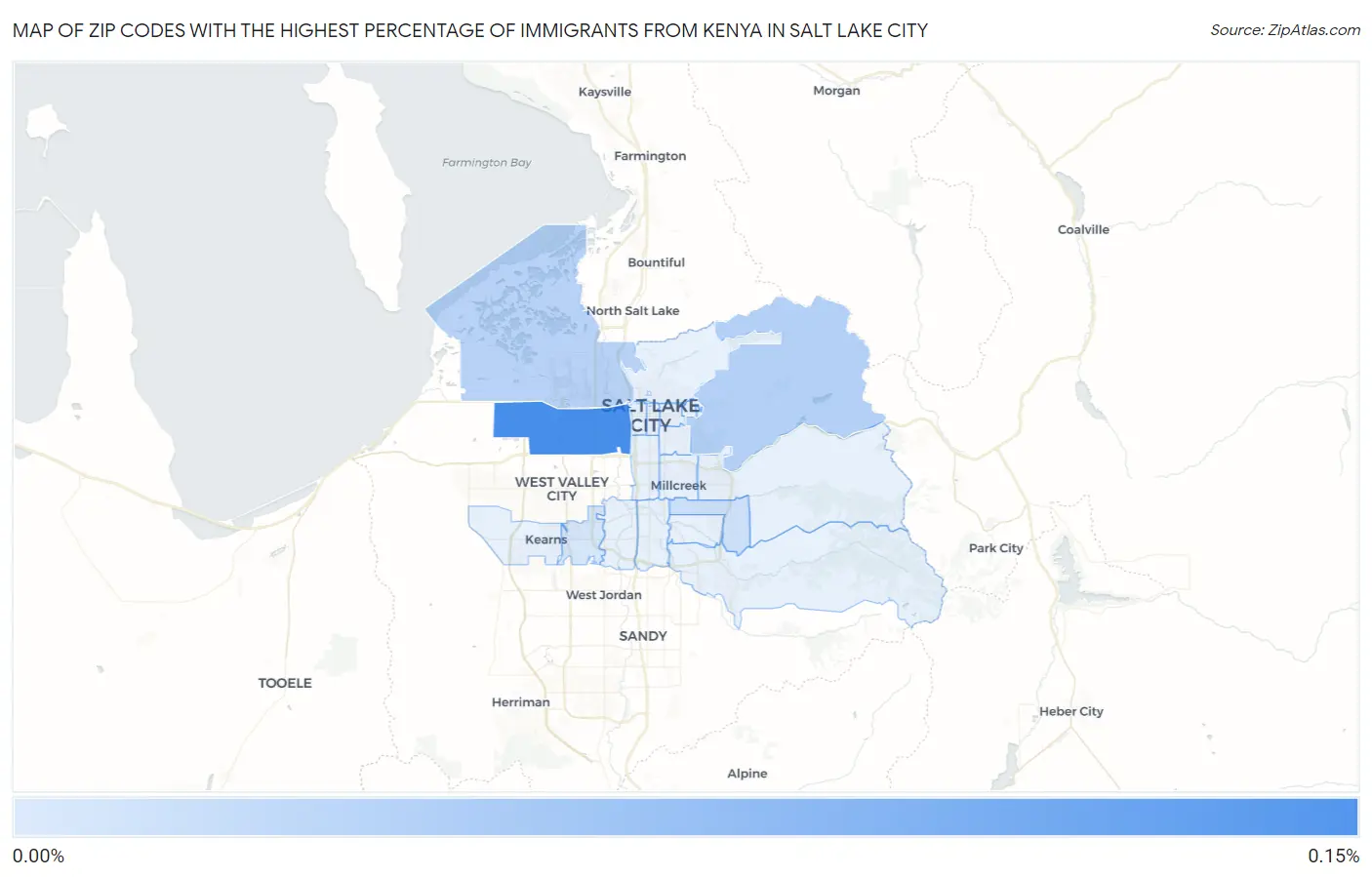 Zip Codes with the Highest Percentage of Immigrants from Kenya in Salt Lake City Map