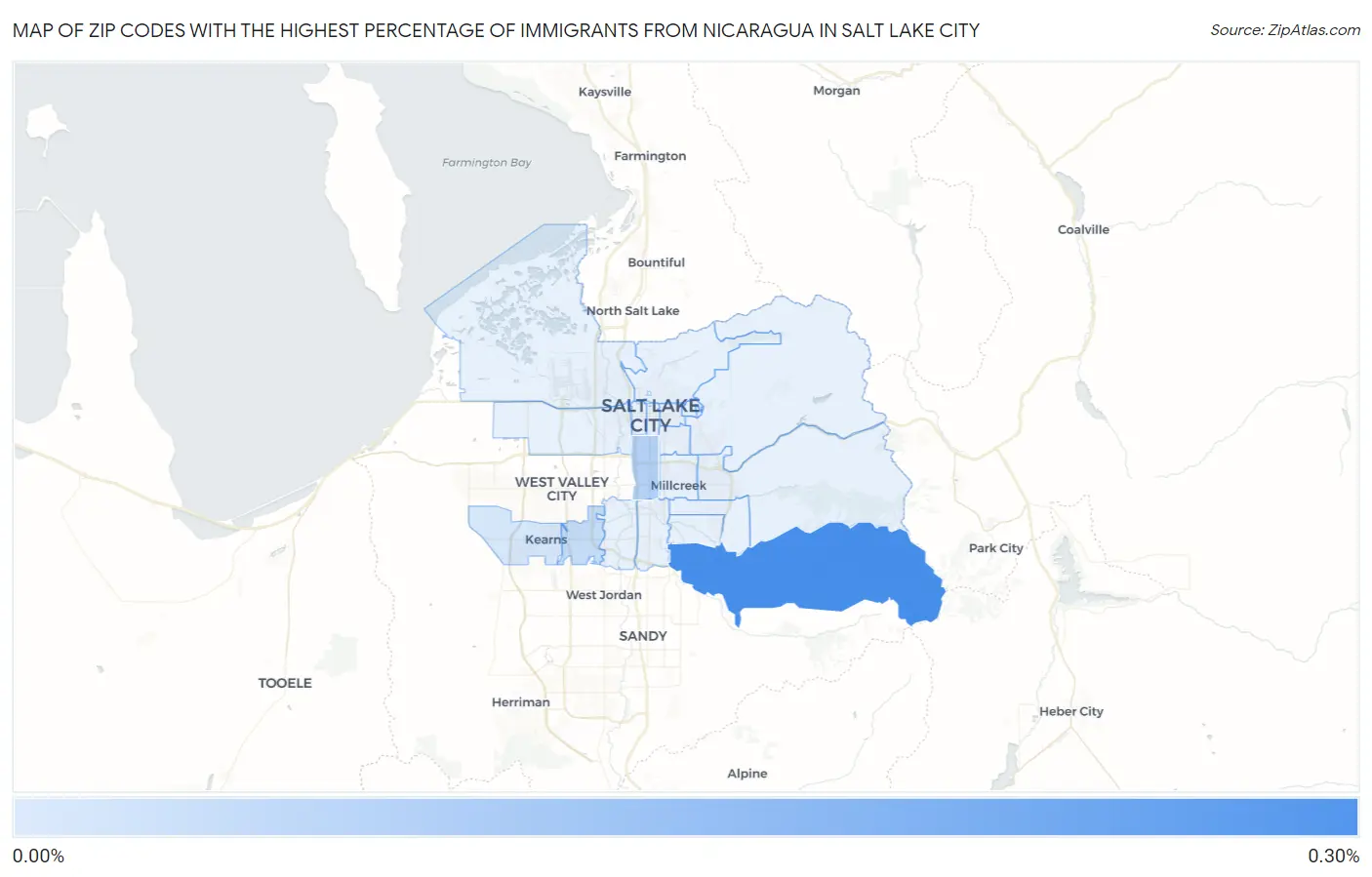 Zip Codes with the Highest Percentage of Immigrants from Nicaragua in Salt Lake City Map