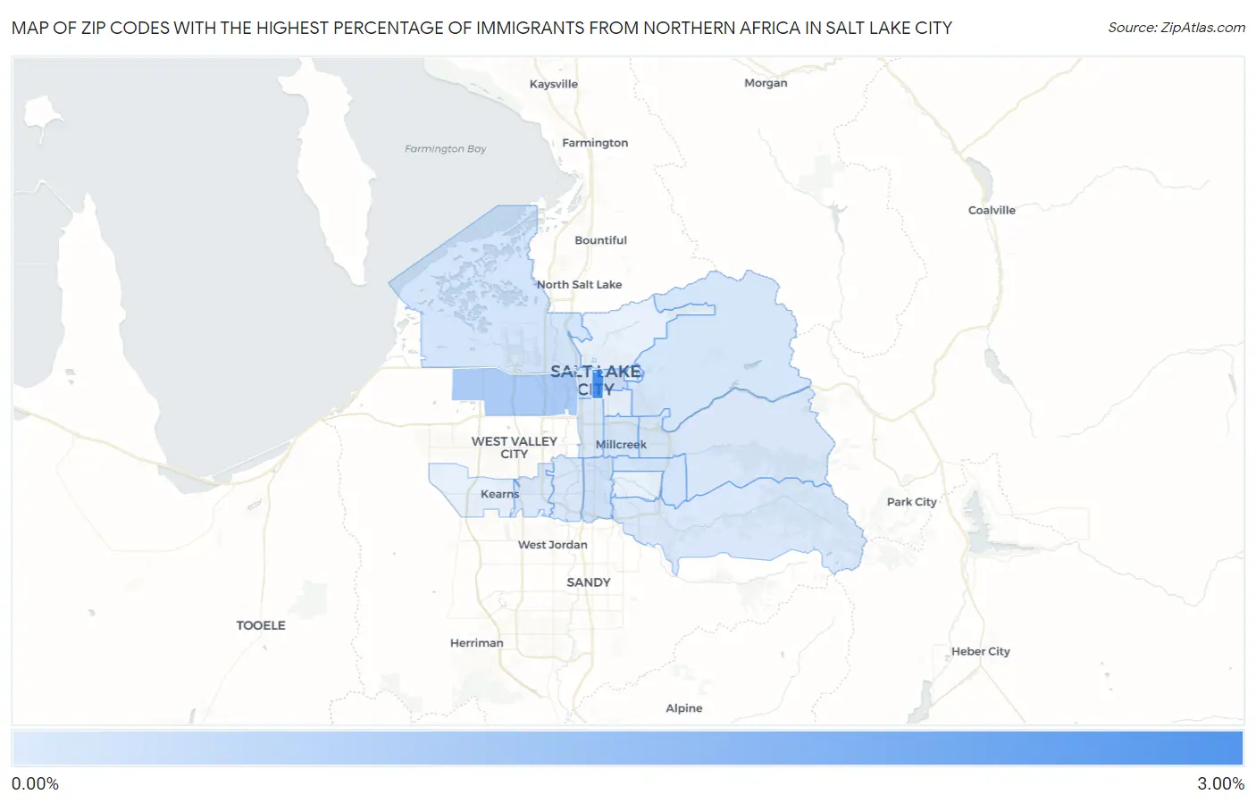 Zip Codes with the Highest Percentage of Immigrants from Northern Africa in Salt Lake City Map