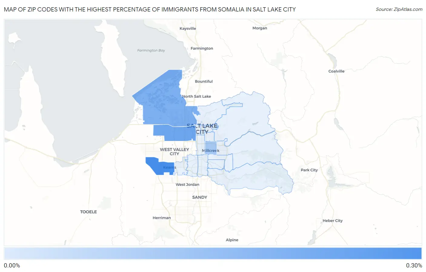 Zip Codes with the Highest Percentage of Immigrants from Somalia in Salt Lake City Map