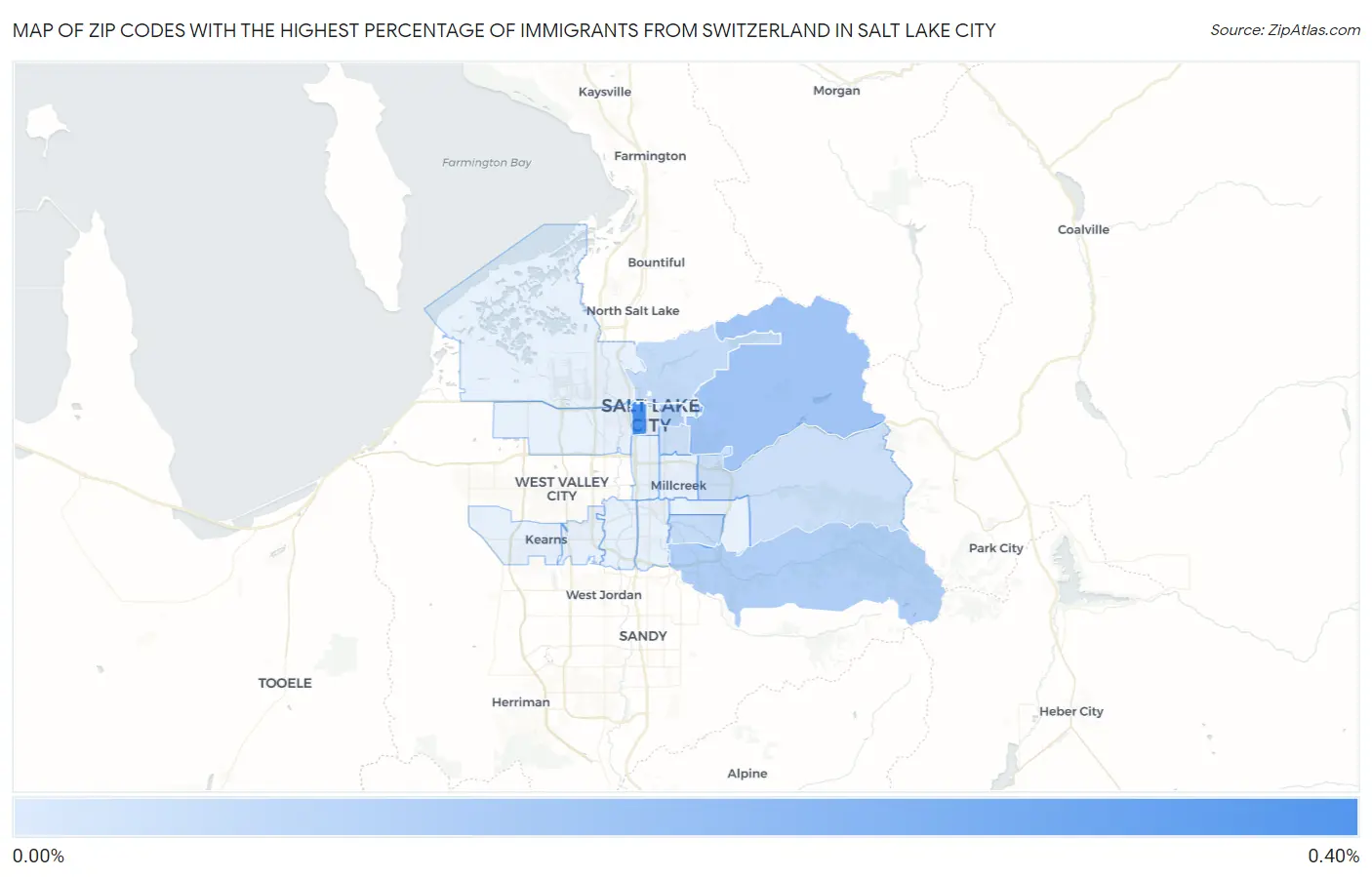 Zip Codes with the Highest Percentage of Immigrants from Switzerland in Salt Lake City Map