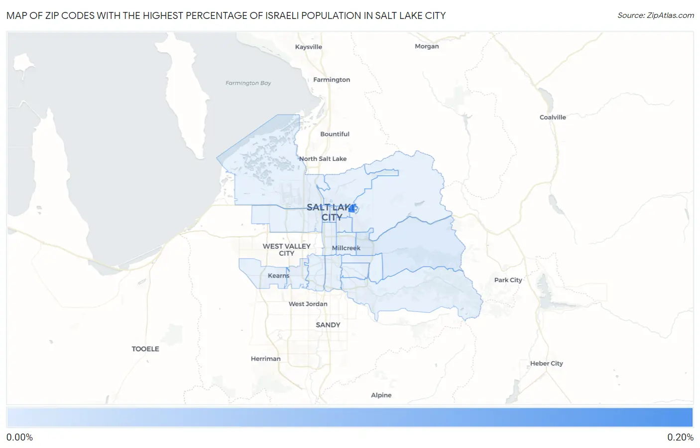 Zip Codes with the Highest Percentage of Israeli Population in Salt Lake City Map