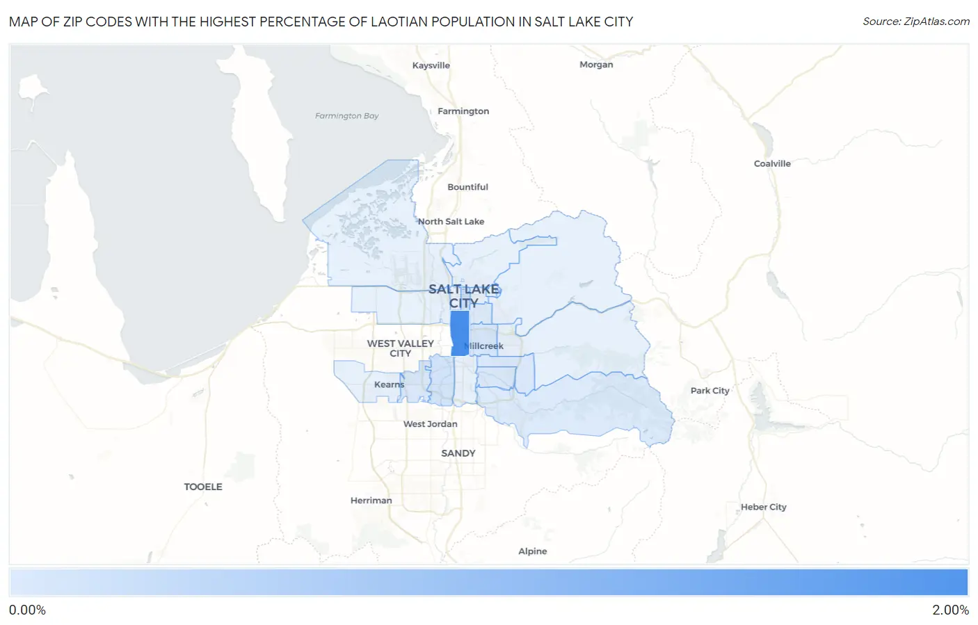 Zip Codes with the Highest Percentage of Laotian Population in Salt Lake City Map