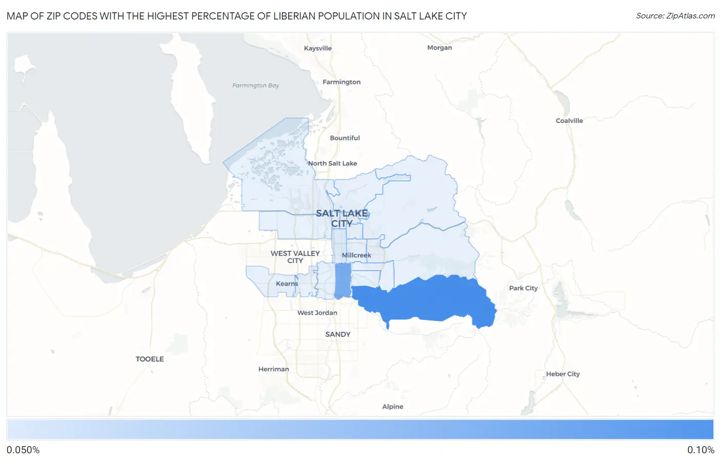 Zip Codes with the Highest Percentage of Liberian Population in Salt Lake City Map