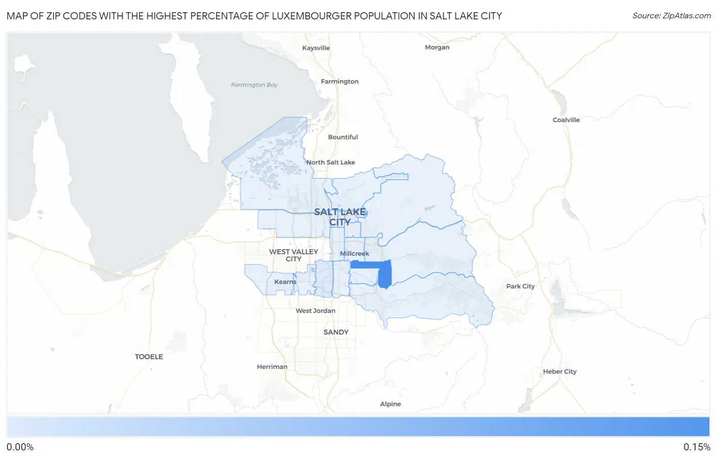 Zip Codes with the Highest Percentage of Luxembourger Population in Salt Lake City Map