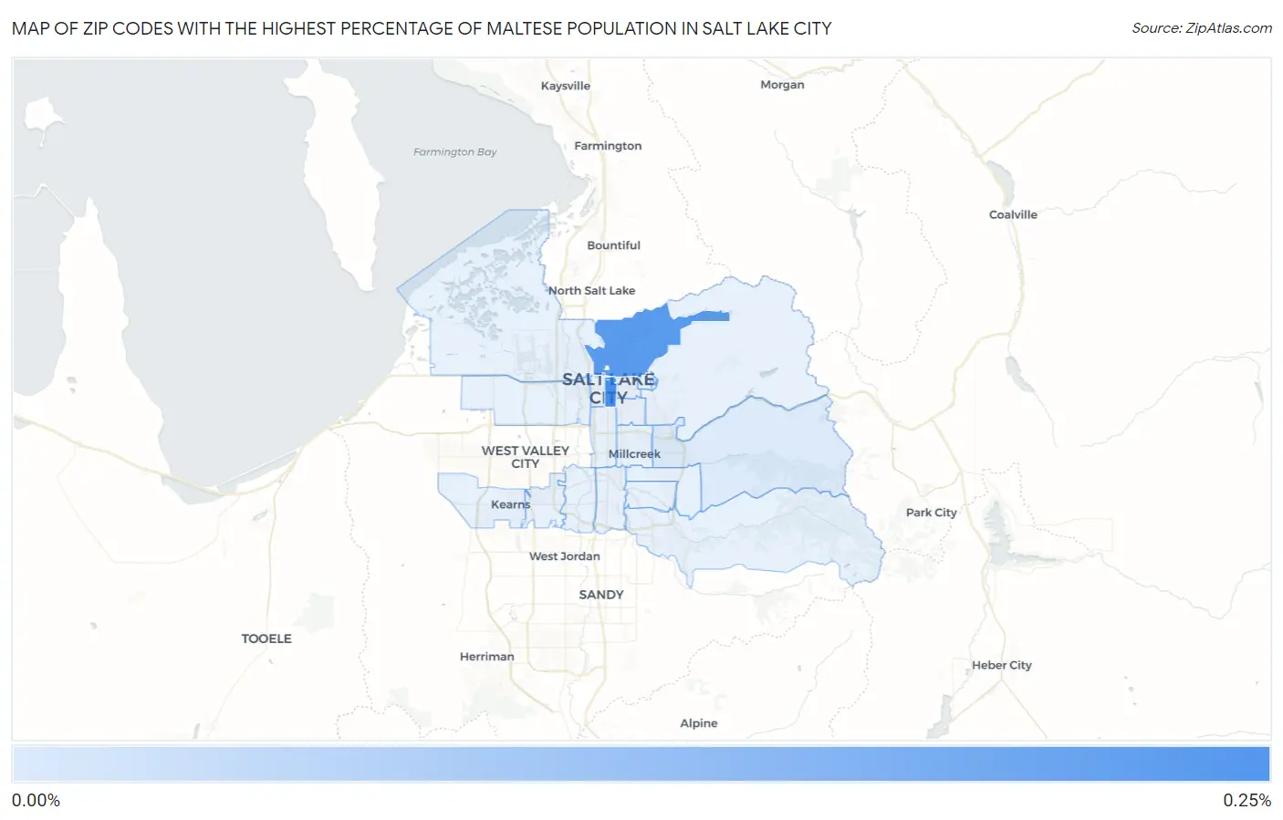 Zip Codes with the Highest Percentage of Maltese Population in Salt Lake City Map