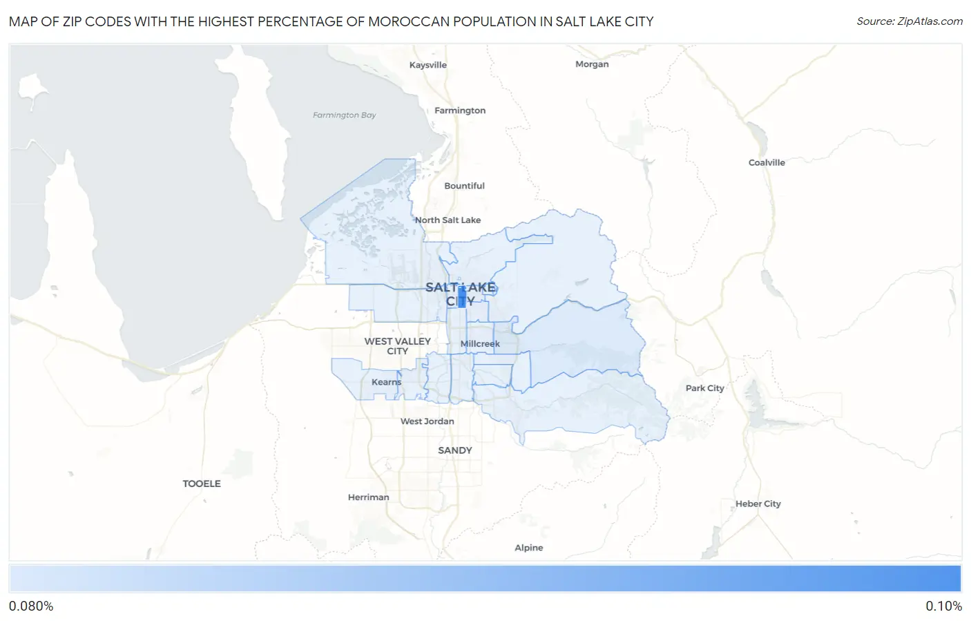 Zip Codes with the Highest Percentage of Moroccan Population in Salt Lake City Map
