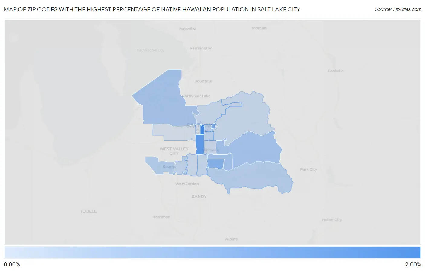 Zip Codes with the Highest Percentage of Native Hawaiian Population in Salt Lake City Map