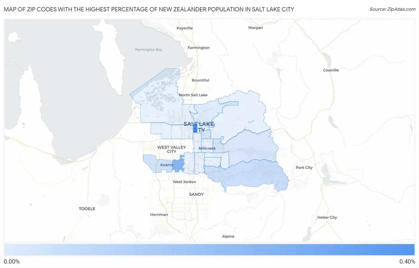 Zip Codes with the Highest Percentage of New Zealander Population in Salt Lake City Map
