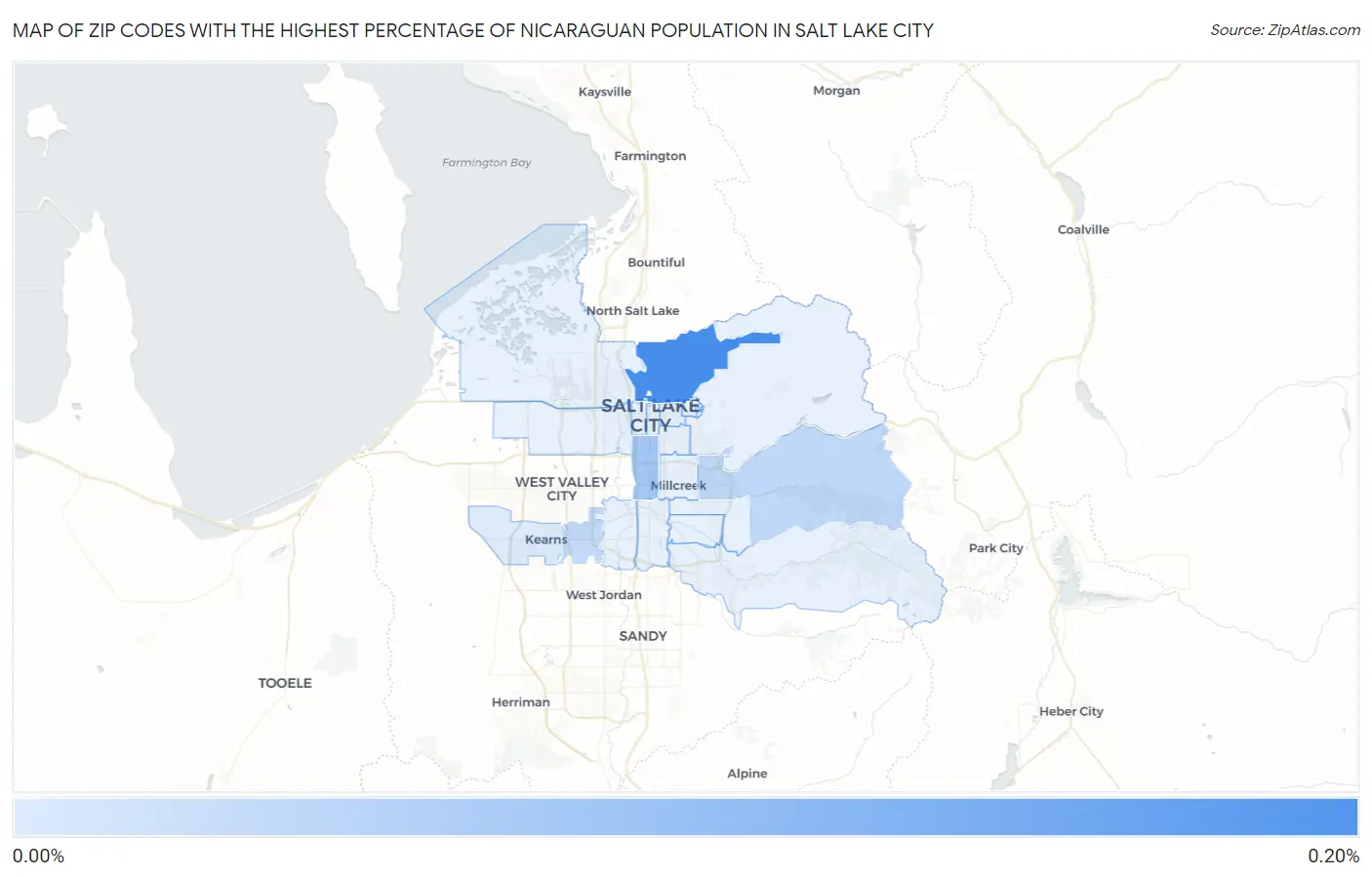 Zip Codes with the Highest Percentage of Nicaraguan Population in Salt Lake City Map