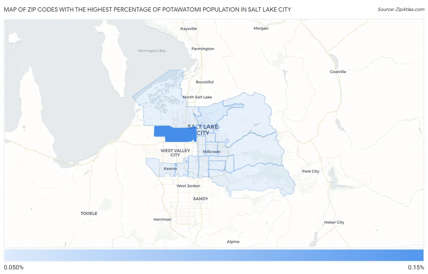 Zip Codes with the Highest Percentage of Potawatomi Population in Salt Lake City Map