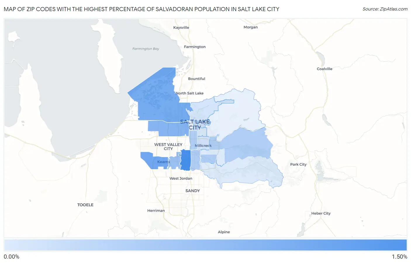 Zip Codes with the Highest Percentage of Salvadoran Population in Salt Lake City Map