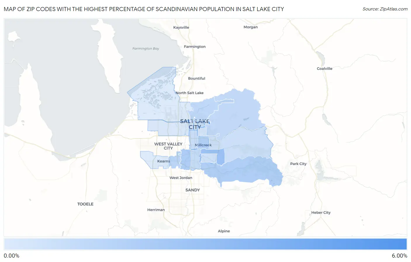 Zip Codes with the Highest Percentage of Scandinavian Population in Salt Lake City Map